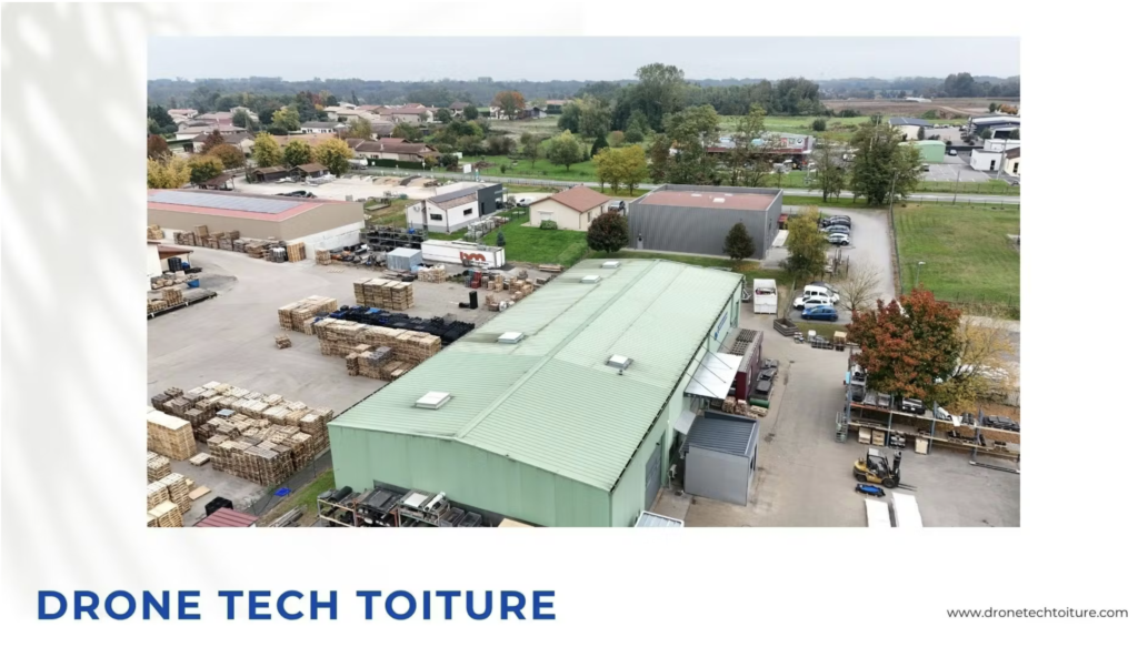 photo d'un bâtiment avec une toiture industrielle