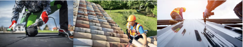 images de professionnels sur des toits