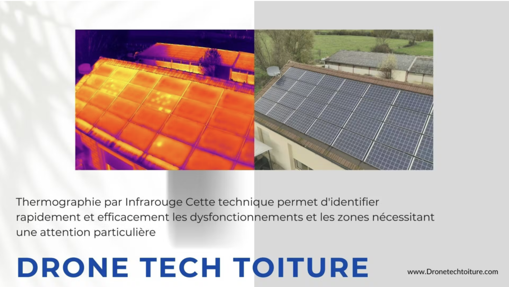 image d'un toit classique puis du toit en vision infrarouge